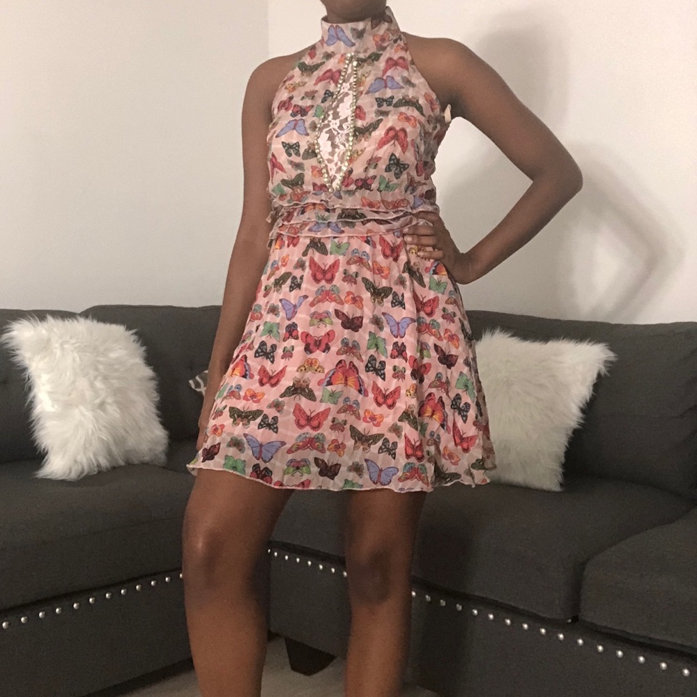 Pink Butterfly Mini Dress